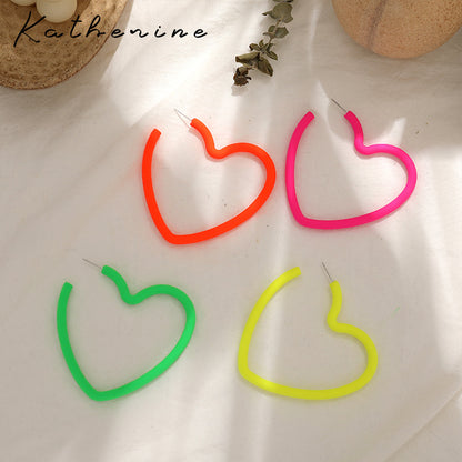 Heart Shape Earrings For Women In New Style, Rose Red Acrylic With Stoving Varnish Finish