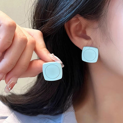 Square Stud Earrings For Women In New Style, Electroplated Alloy Jewelry