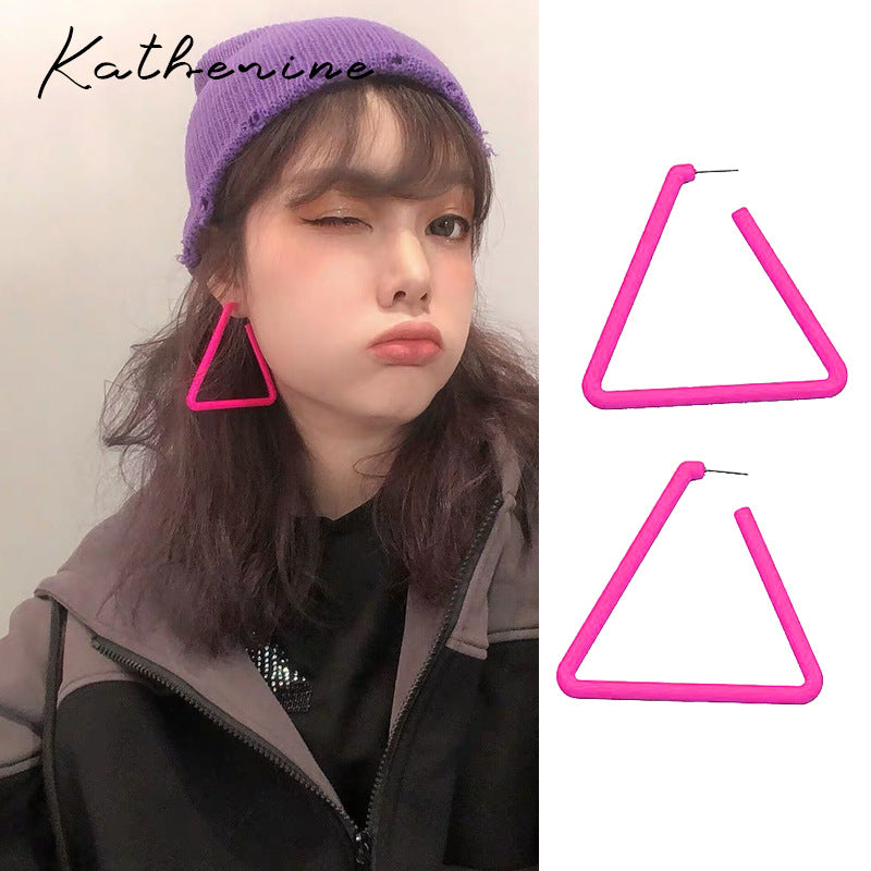 Exaggerated Geometric Large Earrings For Women In Yellow And Green Acrylic With Stoving Varnish Finish