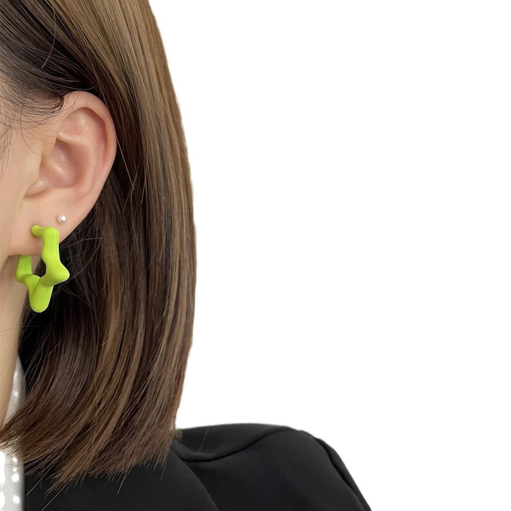 Star Pattern Acrylic Earrings For Women In Colour