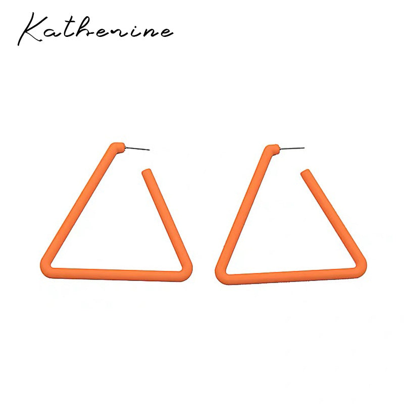 Exaggerated Geometric Large Earrings For Women In Yellow And Green Acrylic With Stoving Varnish Finish