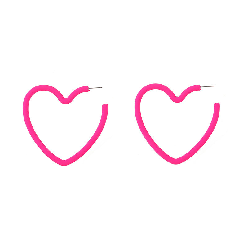 Heart Shape Earrings For Women In New Style, Rose Red Acrylic With Stoving Varnish Finish