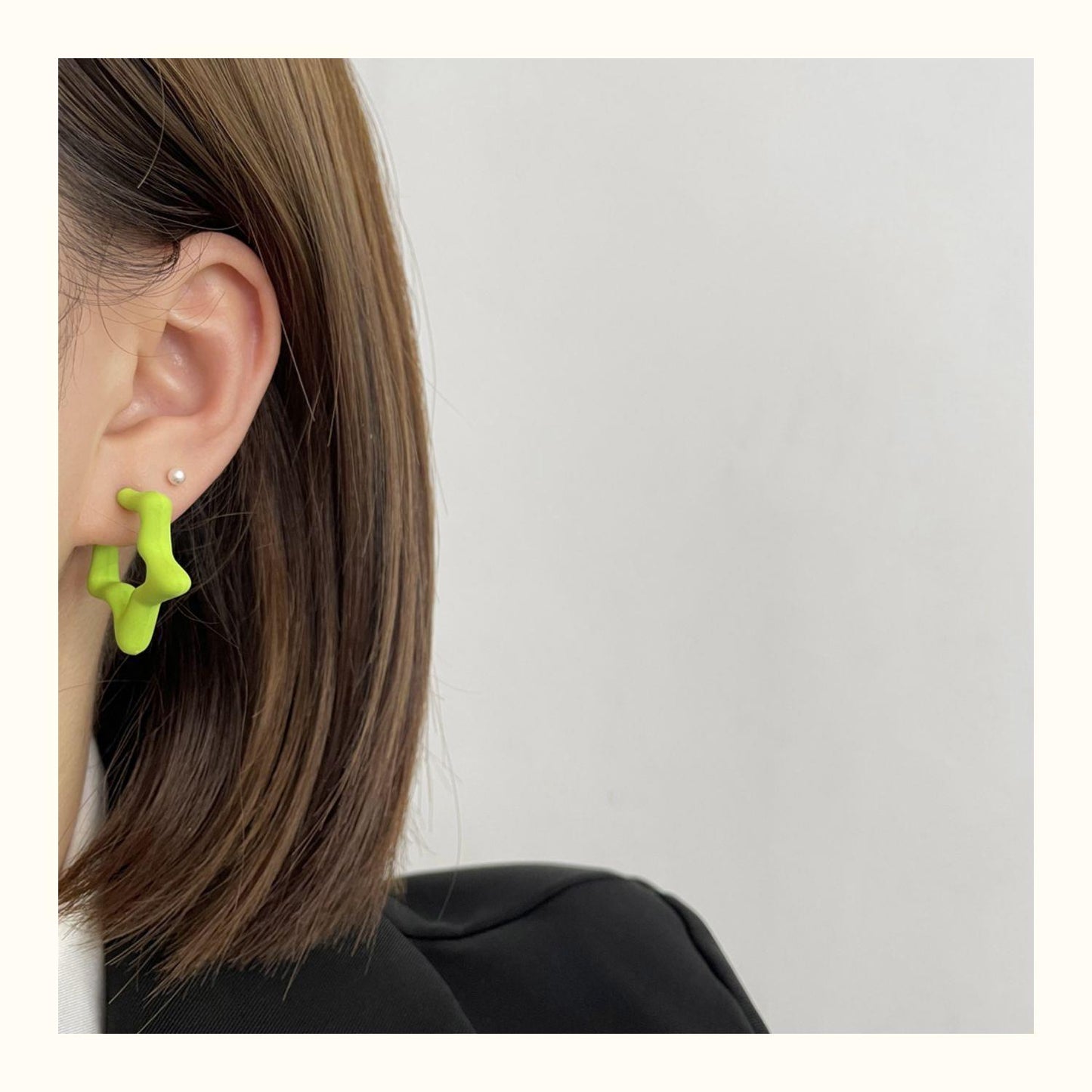 Star Pattern Acrylic Earrings For Women In Colour