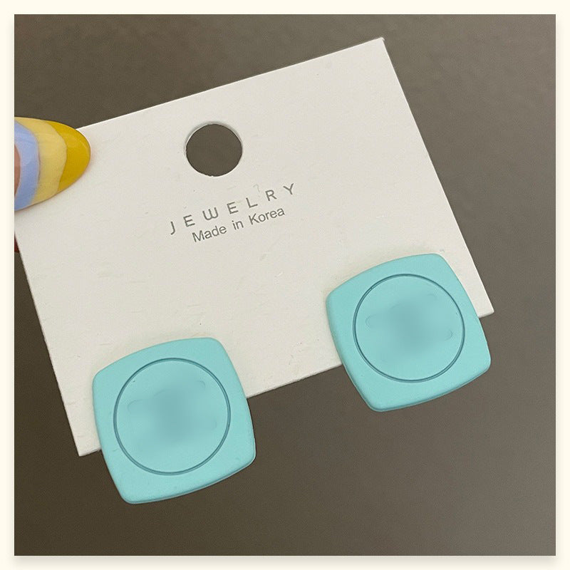 Square Stud Earrings For Women In New Style, Electroplated Alloy Jewelry