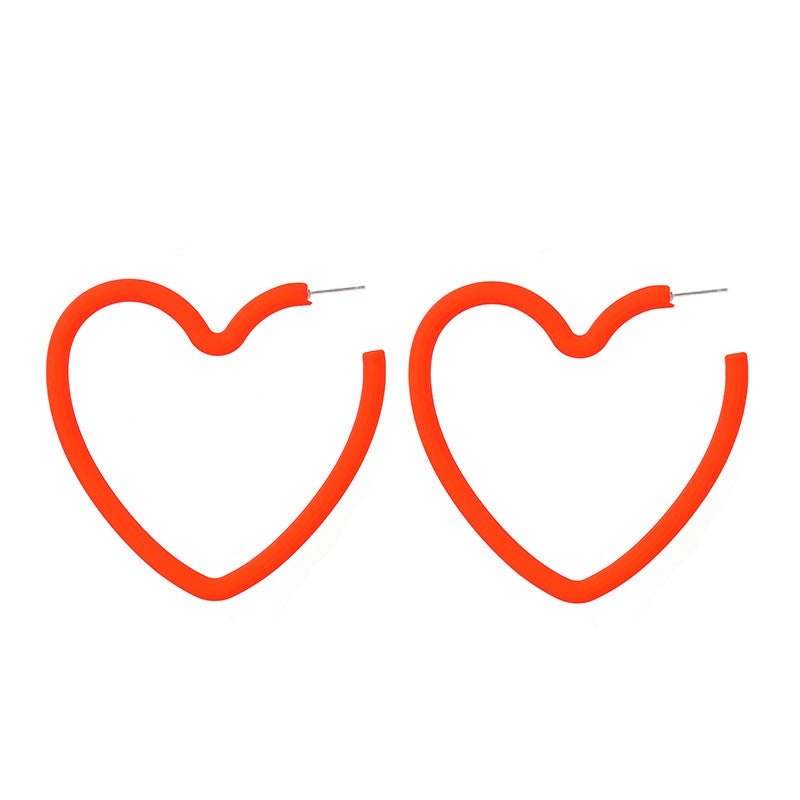 Heart Shape Earrings For Women In New Style, Rose Red Acrylic With Stoving Varnish Finish