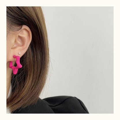 Star Pattern Acrylic Earrings For Women In Colour