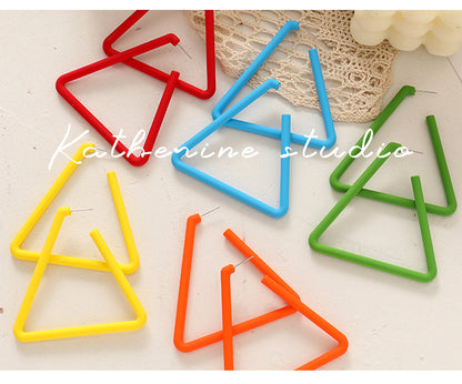Exaggerated Geometric Large Earrings For Women In Yellow And Green Acrylic With Stoving Varnish Finish