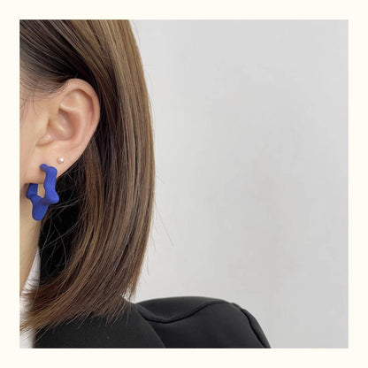 Star Pattern Acrylic Earrings For Women In Colour