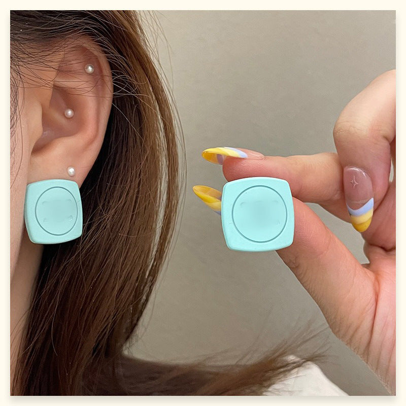Square Stud Earrings For Women In New Style, Electroplated Alloy Jewelry