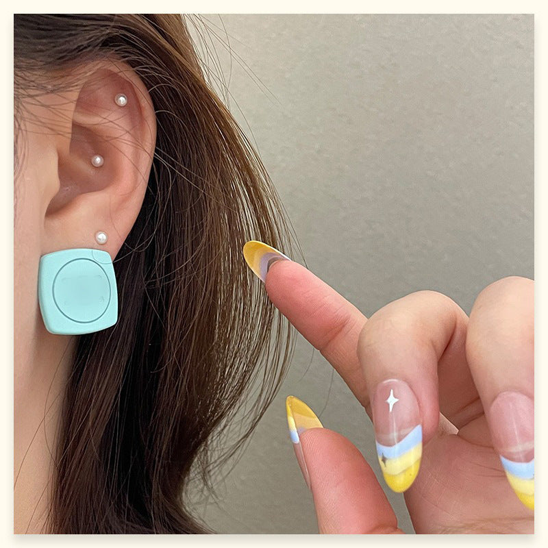 Square Stud Earrings For Women In New Style, Electroplated Alloy Jewelry