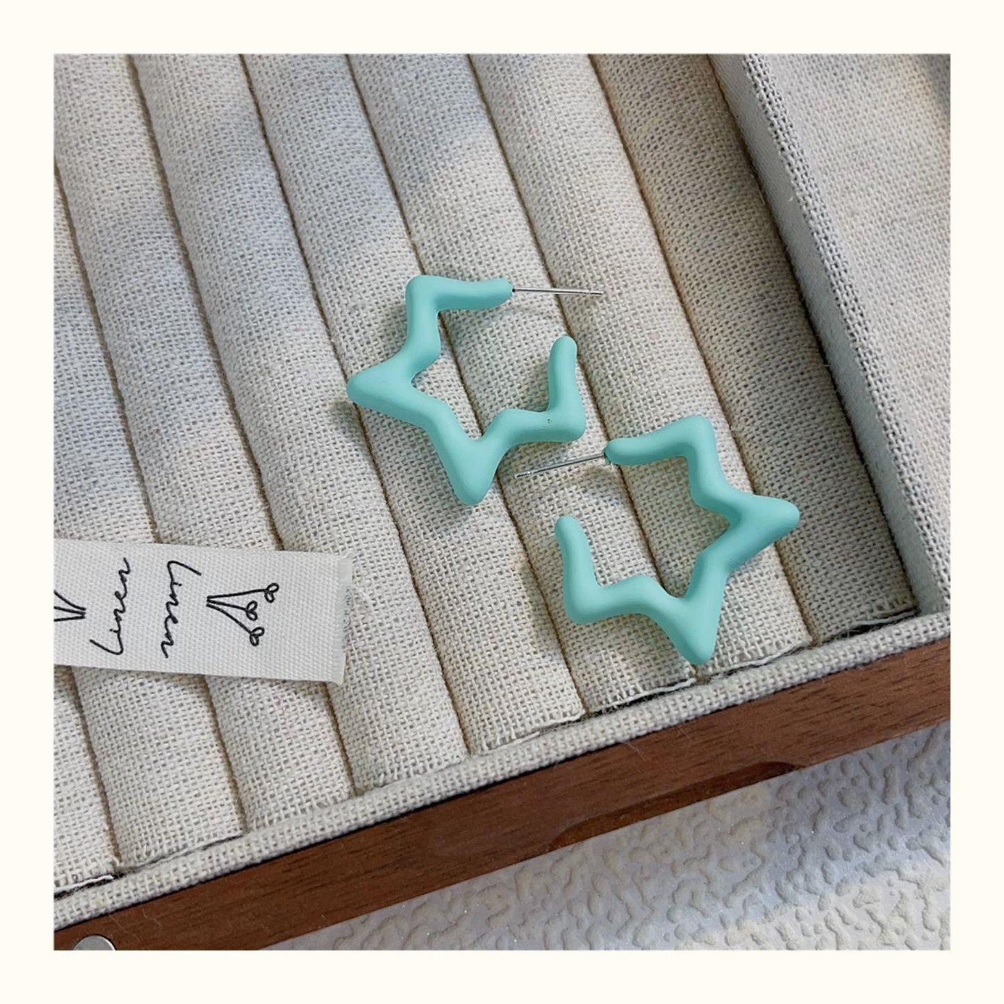 Star Pattern Acrylic Earrings For Women In Colour