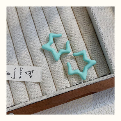 Star Pattern Acrylic Earrings For Women In Colour