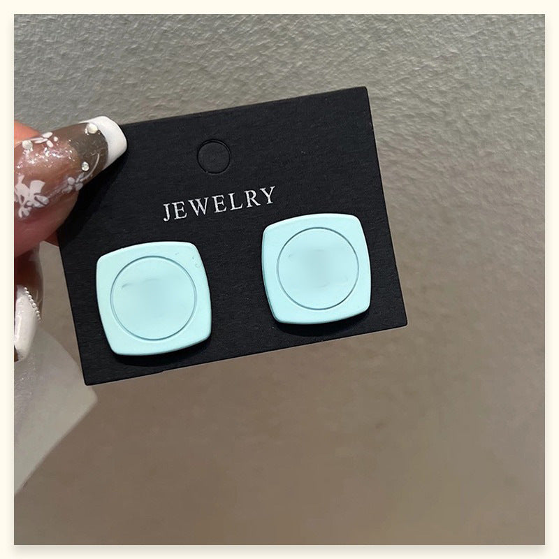 Square Stud Earrings For Women In New Style, Electroplated Alloy Jewelry
