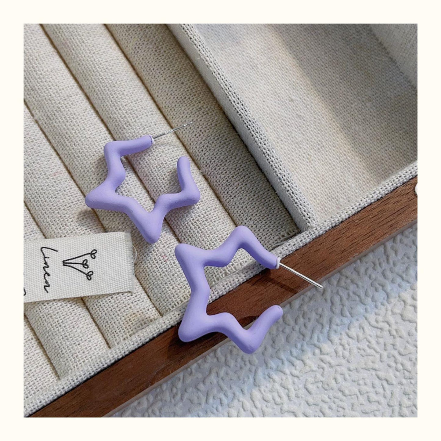 Star Pattern Acrylic Earrings For Women In Colour