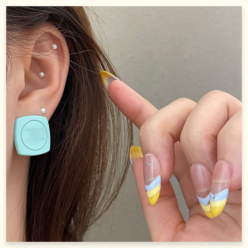 Square Stud Earrings For Women In New Style, Electroplated Alloy Jewelry