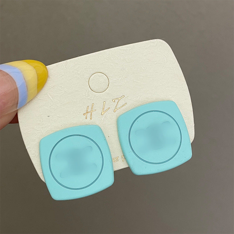 Square Stud Earrings For Women In New Style, Electroplated Alloy Jewelry