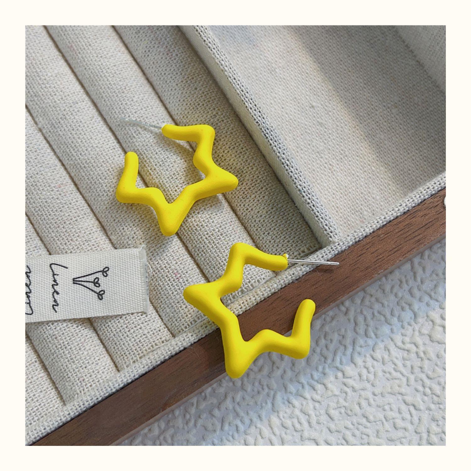 Star Pattern Acrylic Earrings For Women In Colour