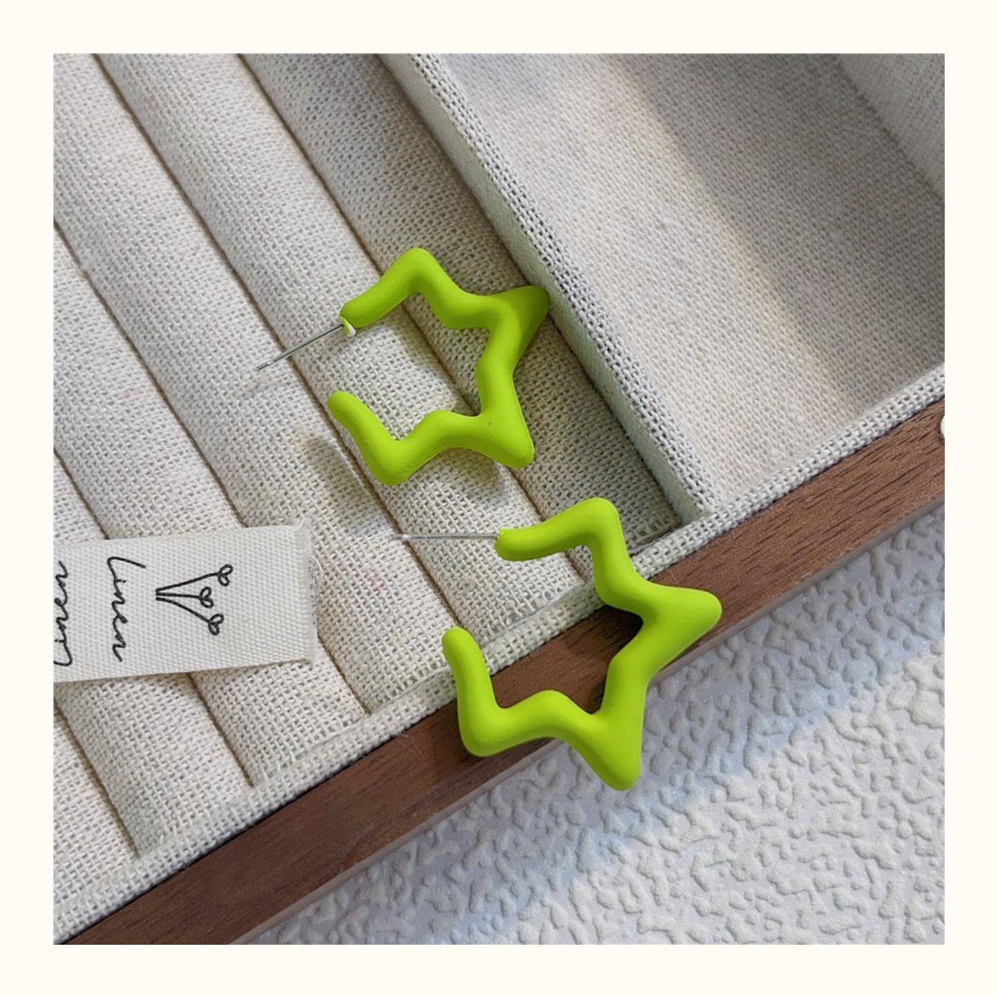 Star Pattern Acrylic Earrings For Women In Colour