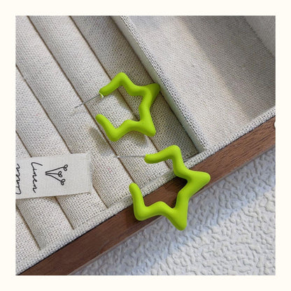 Star Pattern Acrylic Earrings For Women In Colour