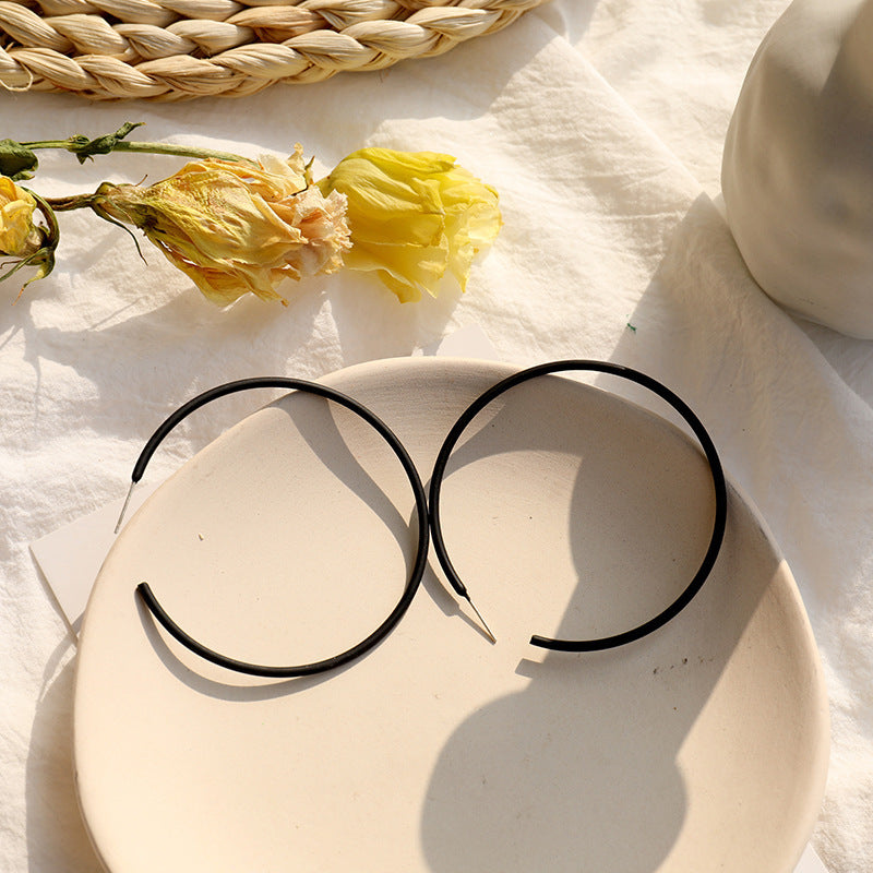 New Style Red Alloy Circle Large Earrings For Women With Stoving Varnish Finish