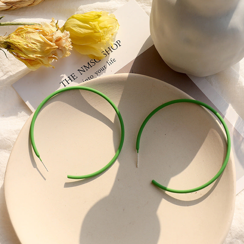 New Style Red Alloy Circle Large Earrings For Women With Stoving Varnish Finish