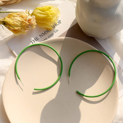 New Style Red Alloy Circle Large Earrings For Women With Stoving Varnish Finish