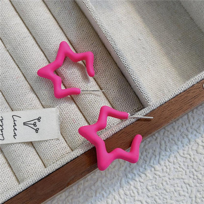 Star Pattern Acrylic Earrings For Women In Colour
