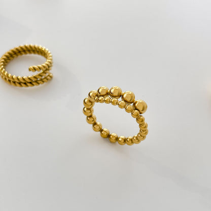 Irregular Pattern Women's Rings In Electroplated 304 Stainless Steel With 18K Gold Plated And PVD Coated Finish
