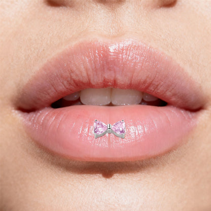 Three-dimensional Flowers Titanium Steel Lip Ring With Platinum Plating And Zircon Inlay, 1 PCS Package, Unisex