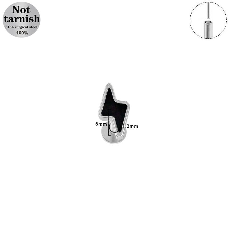 Three-dimensional Flowers Titanium Steel Lip Ring With Platinum Plating And Zircon Inlay, 1 PCS Package, Unisex
