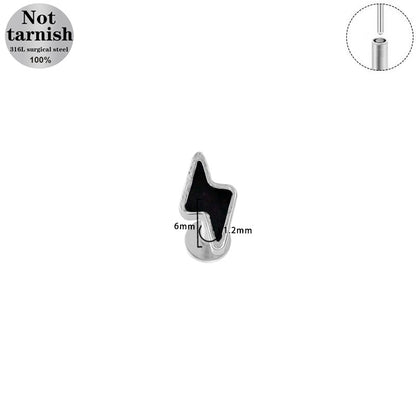 Three-dimensional Flowers Titanium Steel Lip Ring With Platinum Plating And Zircon Inlay, 1 PCS Package, Unisex