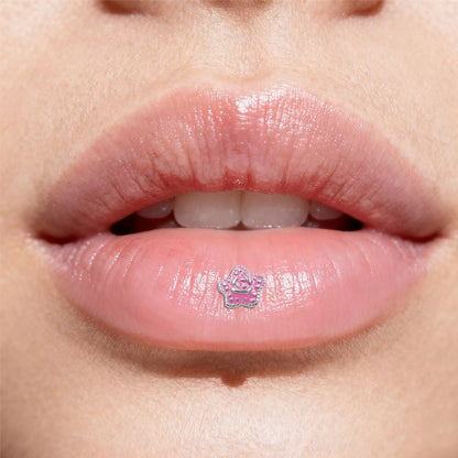 Three-dimensional Flowers Titanium Steel Lip Ring With Platinum Plating And Zircon Inlay, 1 PCS Package, Unisex