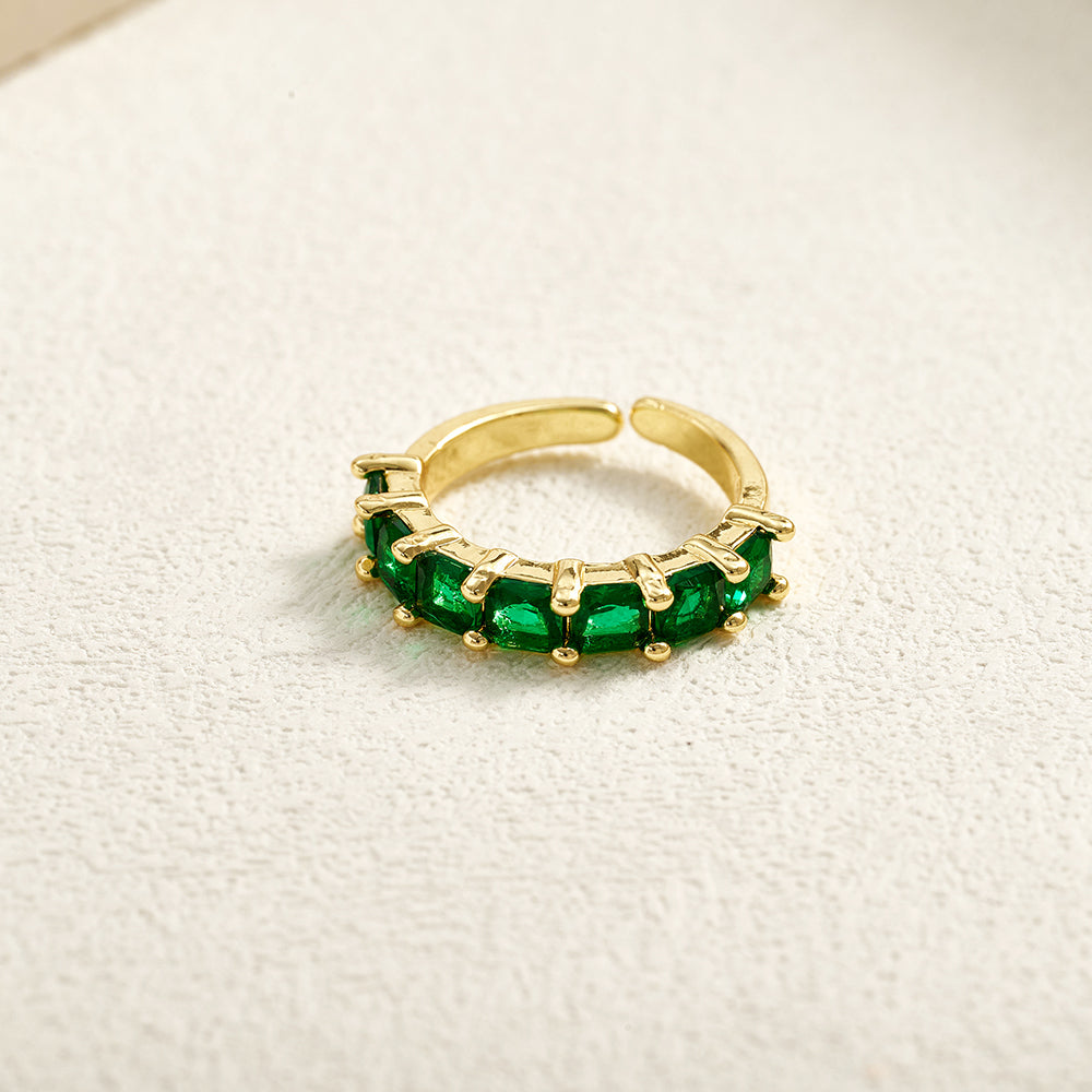 For Women Electroplated Copper Open Rings Featuring Zircon With 18K Real Gold Plated Cross Design