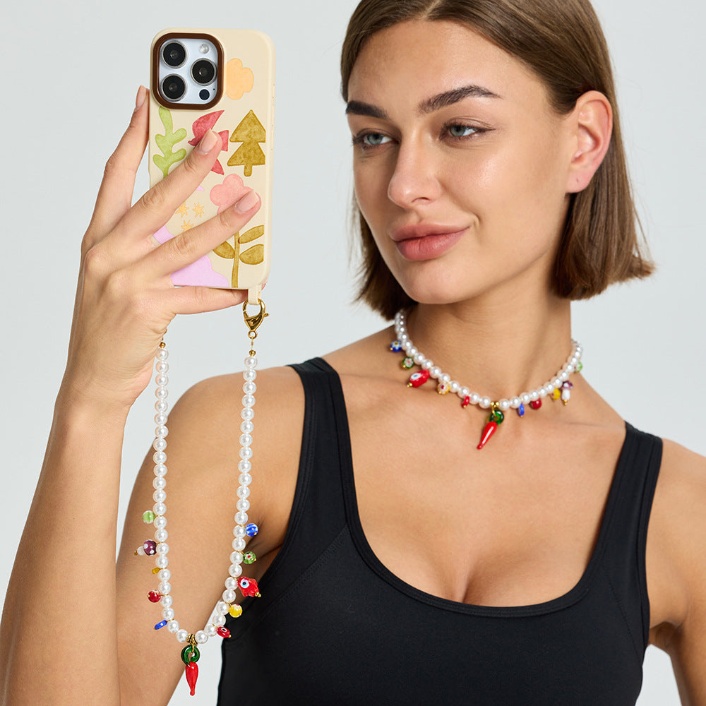 Eye Necklace For Women With Acrylic Beading And Electroplated Finish, Featuring A Beaded Chain