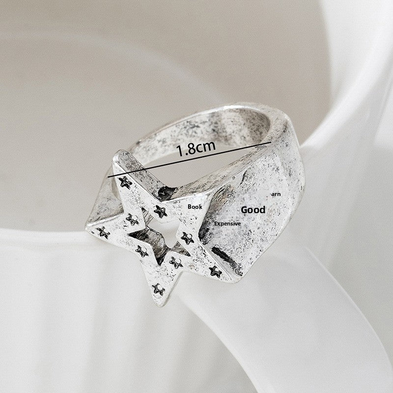 Vintage Unisex Star Ring Distressed Accessories Simple Trendy Jewelry Women's Hand Accessories