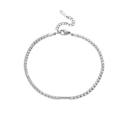 Golden Simple Style Anklet For Women With Gem Pattern And Zircon Inlay Material