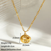 Gold Moon and Sun Necklace