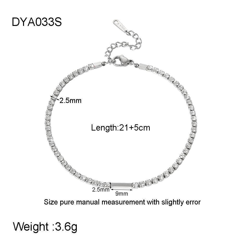 Golden Simple Style Anklet For Women With Gem Pattern And Zircon Inlay Material