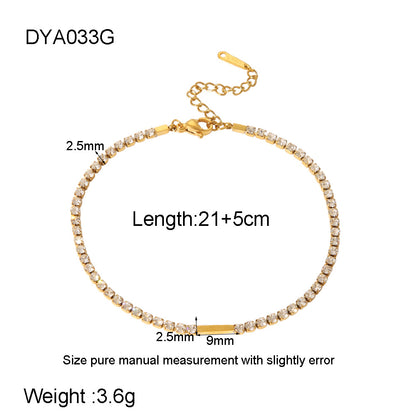 Golden Simple Style Anklet For Women With Gem Pattern And Zircon Inlay Material