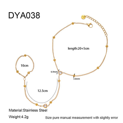 Golden Anklet For Women With Heart Shape Pattern, 18K Real Gold Plated And Zircon Inlay