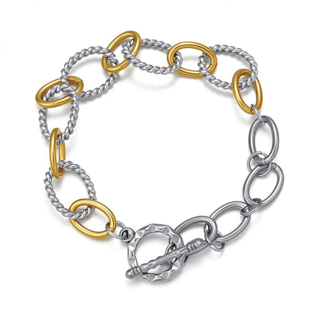 Asymmetrical Letter Necklace For Unisex Featuring 304 Stainless Steel With 18K Real Gold Plated Tennis Chain