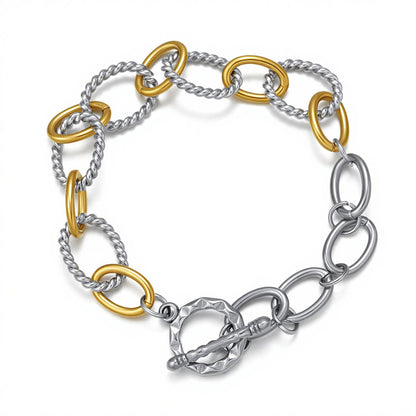 Asymmetrical Letter Necklace For Unisex Featuring 304 Stainless Steel With 18K Real Gold Plated Tennis Chain