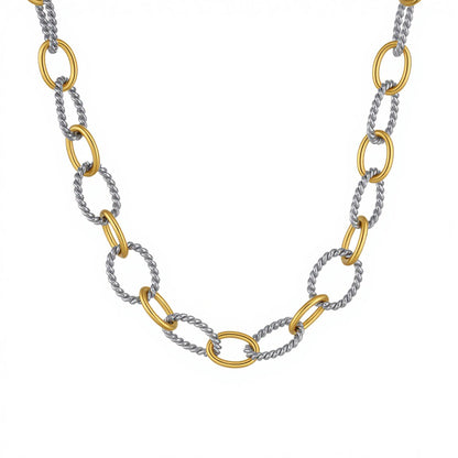 Asymmetrical Letter Necklace For Unisex Featuring 304 Stainless Steel With 18K Real Gold Plated Tennis Chain