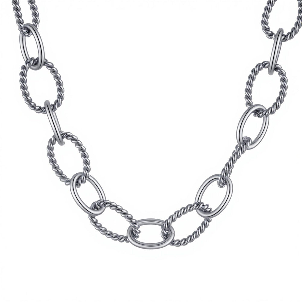 Asymmetrical Letter Necklace For Unisex Featuring 304 Stainless Steel With 18K Real Gold Plated Tennis Chain