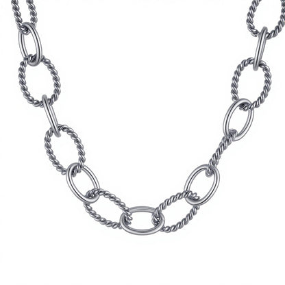 Asymmetrical Letter Necklace For Unisex Featuring 304 Stainless Steel With 18K Real Gold Plated Tennis Chain