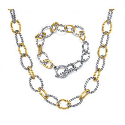 Asymmetrical Letter Necklace For Unisex Featuring 304 Stainless Steel With 18K Real Gold Plated Tennis Chain