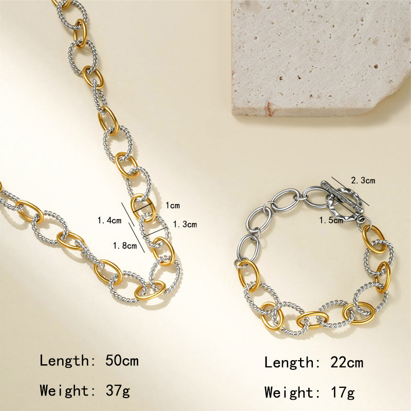 Asymmetrical Letter Necklace For Unisex Featuring 304 Stainless Steel With 18K Real Gold Plated Tennis Chain
