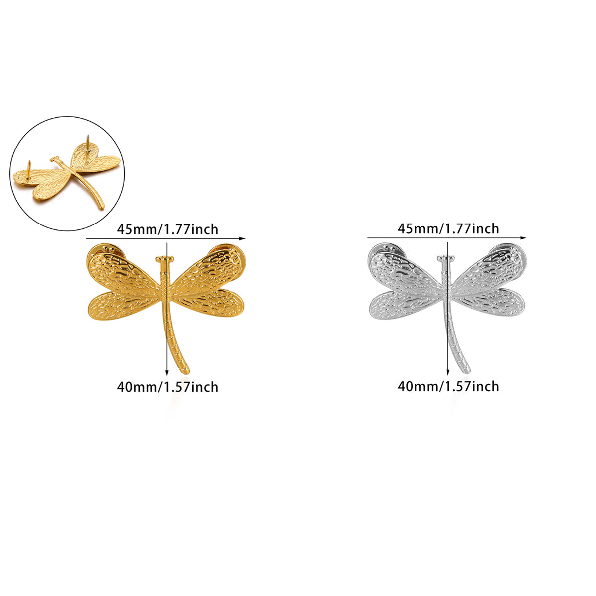 Dragonfly Jewelry Set For Women In Basic Style, 304 Stainless Steel With 18K Real Gold Plated Finish, Perfect For Valentine's Day