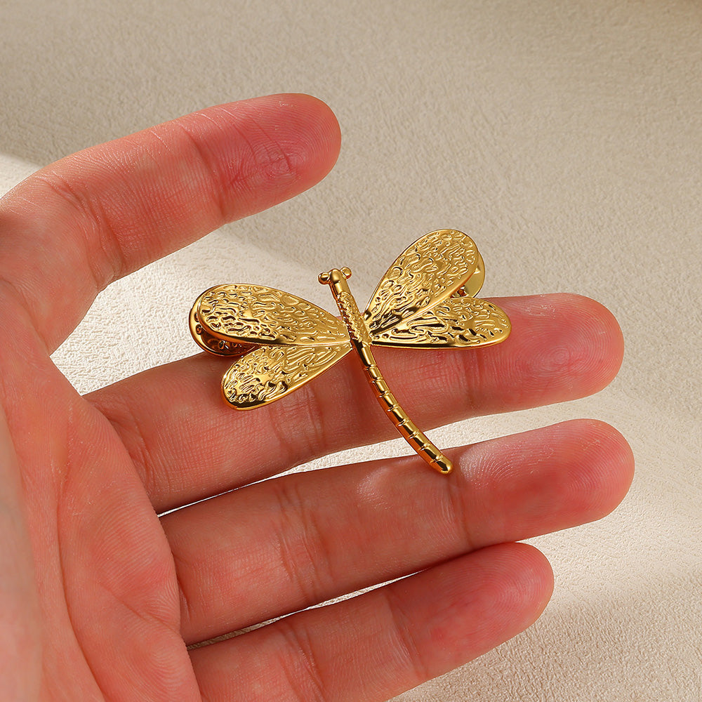 Dragonfly Jewelry Set For Women In Basic Style, 304 Stainless Steel With 18K Real Gold Plated Finish, Perfect For Valentine's Day