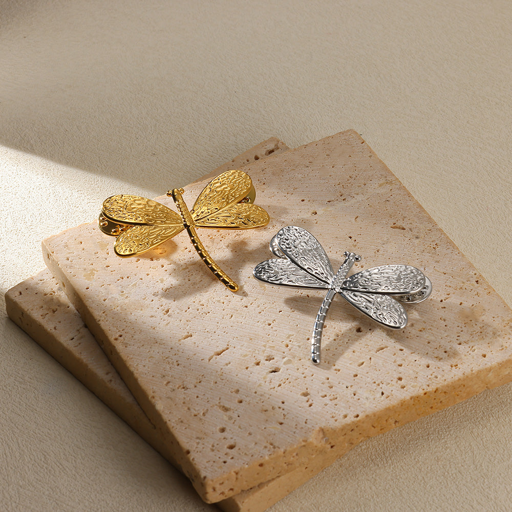 Dragonfly Jewelry Set For Women In Basic Style, 304 Stainless Steel With 18K Real Gold Plated Finish, Perfect For Valentine's Day